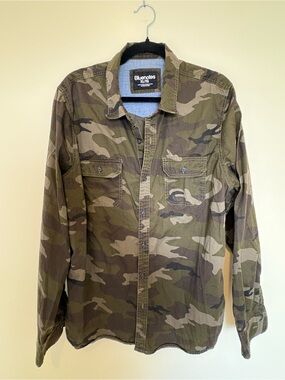 Bluenotes Men's Camouflage Button-Up Shirt Olive Camo Size XL
